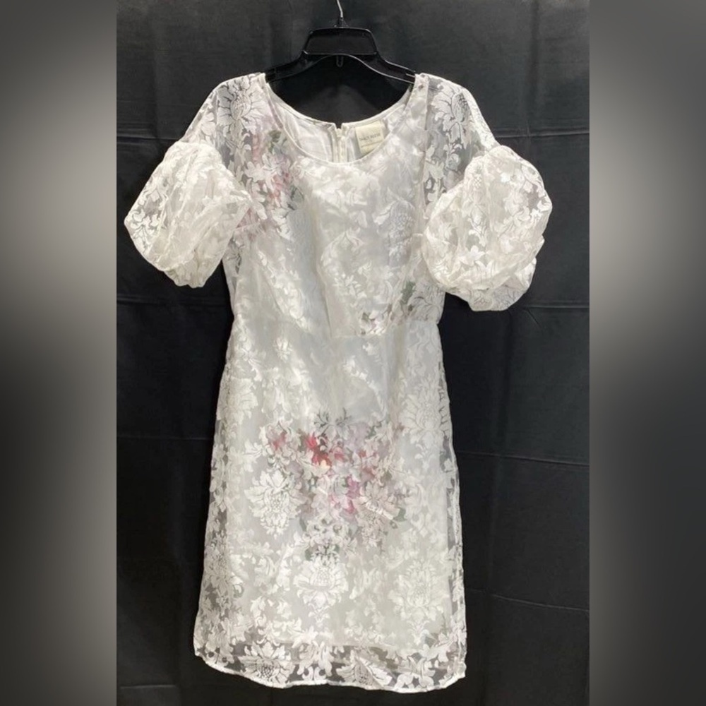 Anthropologie by Tracy Reese elegant white lace dress with floral accents NWT